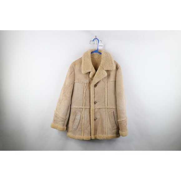 Vtg 70s Streetwear Mens S Shearling Lined Leather Marlboro Man Rancher Jacket